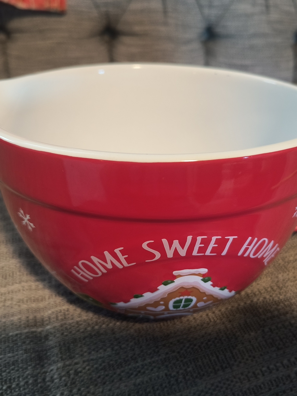 Holiday Time Red and White Ceramic Holiday Mixing Bowl
